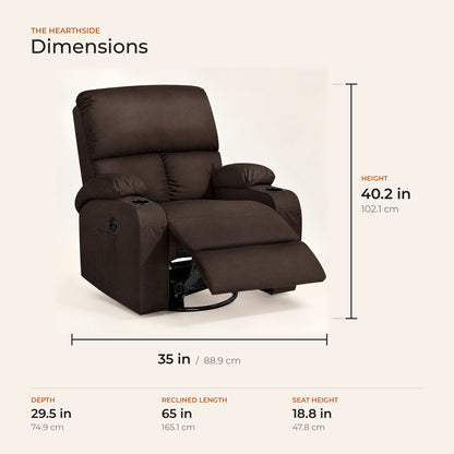 The Hearthside dimensions in inches and centimeters
