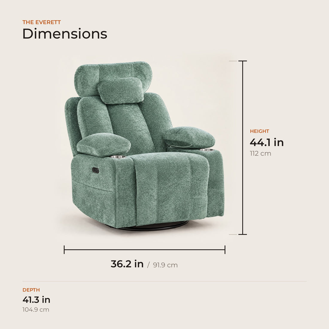 The Everett dimensions in inches and centimeters