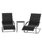 SOLARA – Set of 2 Textilene Sun Loungers & Outdoor Side Table