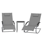 SOLARA – Set of 2 Textilene Sun Loungers & Outdoor Side Table