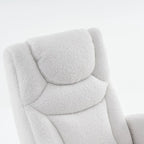 BLANKA – White Teddy Nursing Rocking Chair Headrest & Folding Footrest