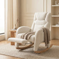 BLANKA – White Teddy Nursing Rocking Chair Headrest & Folding Footrest