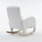 BLANKA – White Teddy Nursing Rocking Chair Headrest & Folding Footrest