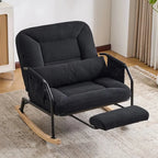 MODULA – Reclining Rocking Chair 4 Positions Corduroy Velvet & Footrest