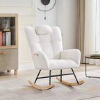 ALVKA – Teddy Bouclé Wingback Rocking Chair Removable Headrest Nursing