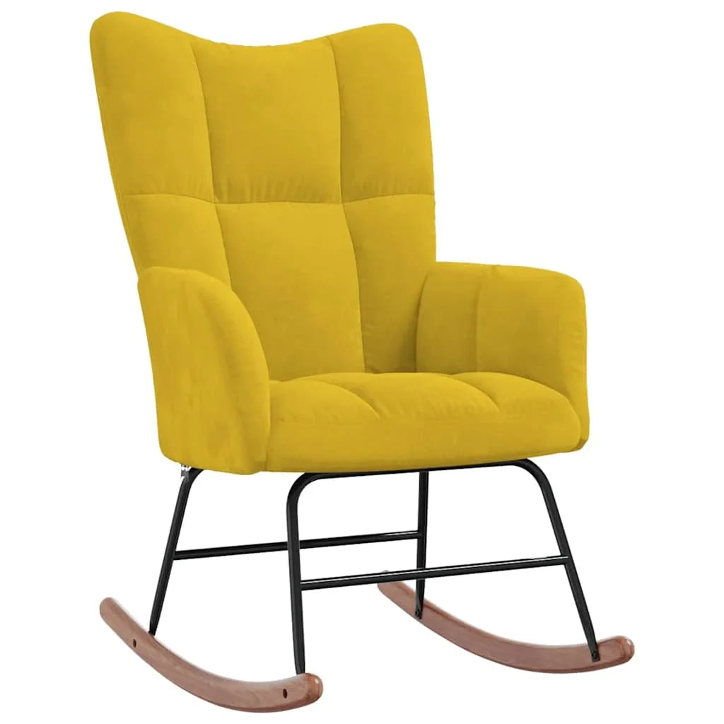PRISMA – Tufted Velvet Rocking Chair Solid Rubberwood Legs 7 Colours