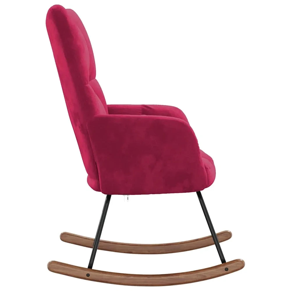 PRISMA – Tufted Velvet Rocking Chair Solid Rubberwood Legs 7 Colours