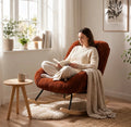RUBIA – Scandinavian Rocking Armchair Terracotta Chenille High Back