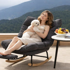 FLEXA – Reclining Rocking Chair 90° to 180° Corduroy Velvet & Footrest