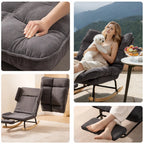 FLEXA – Reclining Rocking Chair 90° to 180° Corduroy Velvet & Footrest