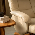 SKANDA – Faux Leather Recliner Armchair Beige 360° Swivel 135° Reclining