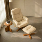 SKANDA – Faux Leather Recliner Armchair Beige 360° Swivel 135° Reclining