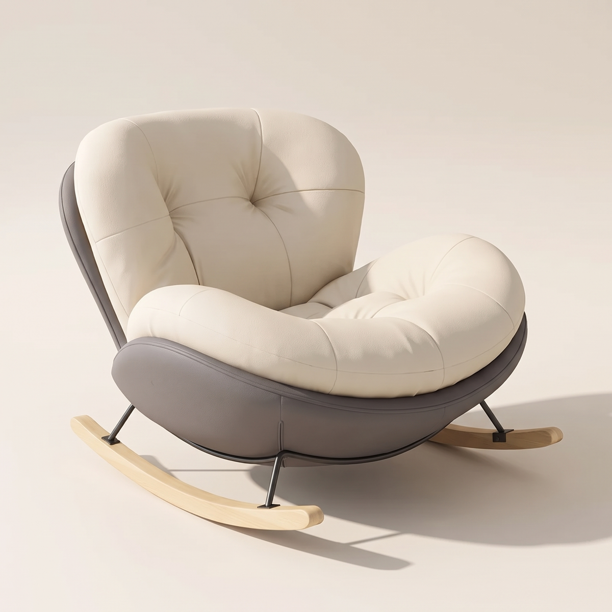 The Nook shell rocker in Stone Gray, studio photo