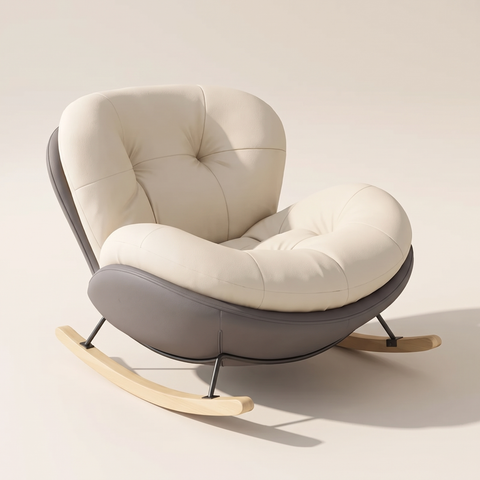 The Nook Shell Rocker with Optional Ottoman in Stone Gray