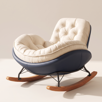 The Truffle tufted shell rocker in Navy, studio photo