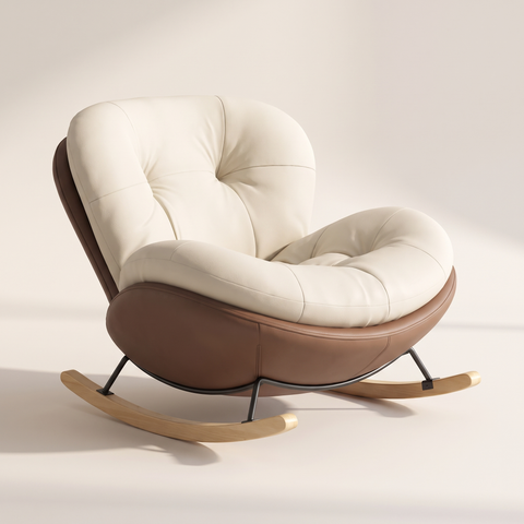 The Nook Shell Rocker with Optional Ottoman in Cocoa