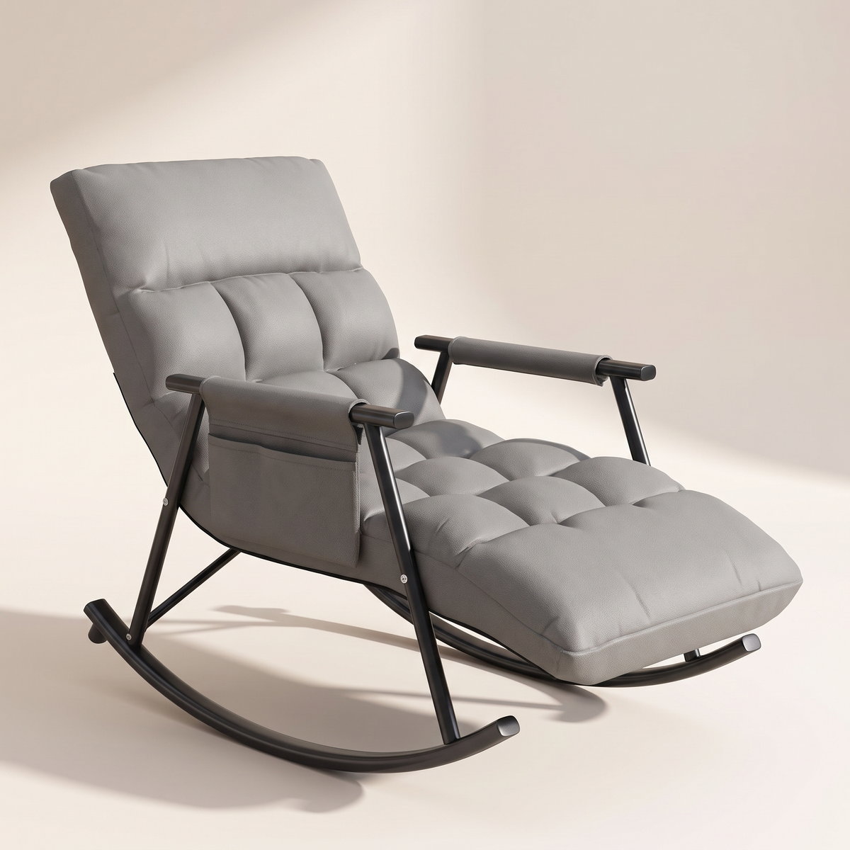 The Sedona reclining rocking lounger in Dove Gray, studio photo