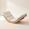 The Crescent curved wood floor rocker in Ivory / Natural Oak, studio photo