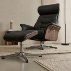 ELVIK – Faux Leather Recliner Armchair Black Adjustable Headrest & Footrest