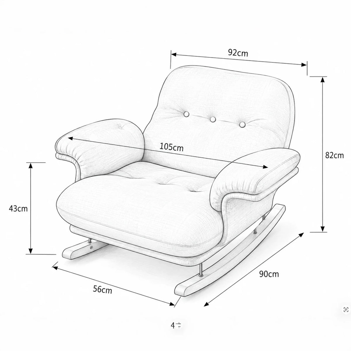ORAVA – XXL Cocoon Rocking Chair Tufted Chenille 5-Position Recline