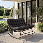 DUOVA – 2-Seater Rocking Chair PE Rattan Outdoor XXL Cushion 160 cm