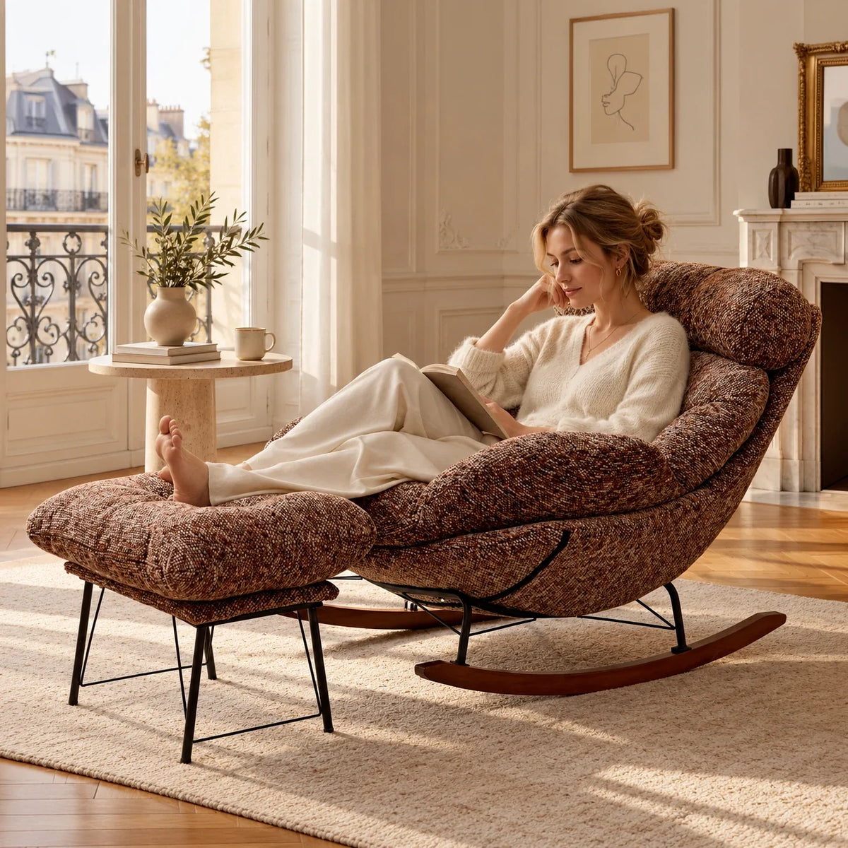 HAVSA – XXL Lounge Rocking Chair 135° Reclining Removable Covers with Footrest