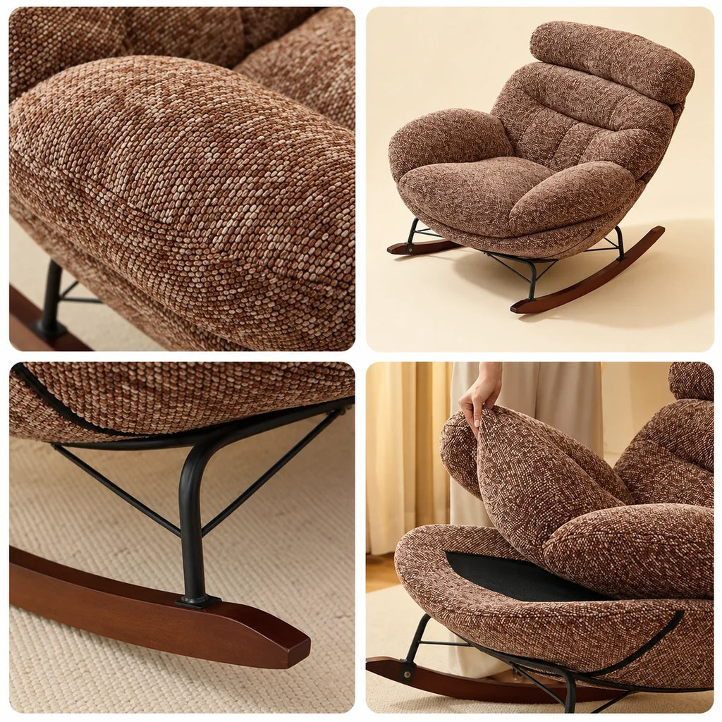 HAVSA – XXL Lounge Rocking Chair 135° Reclining Removable Covers with Footrest