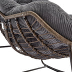 LUNARA – Papasan Rocking Chair Woven Rattan & Corduroy Velvet UV-Resistant