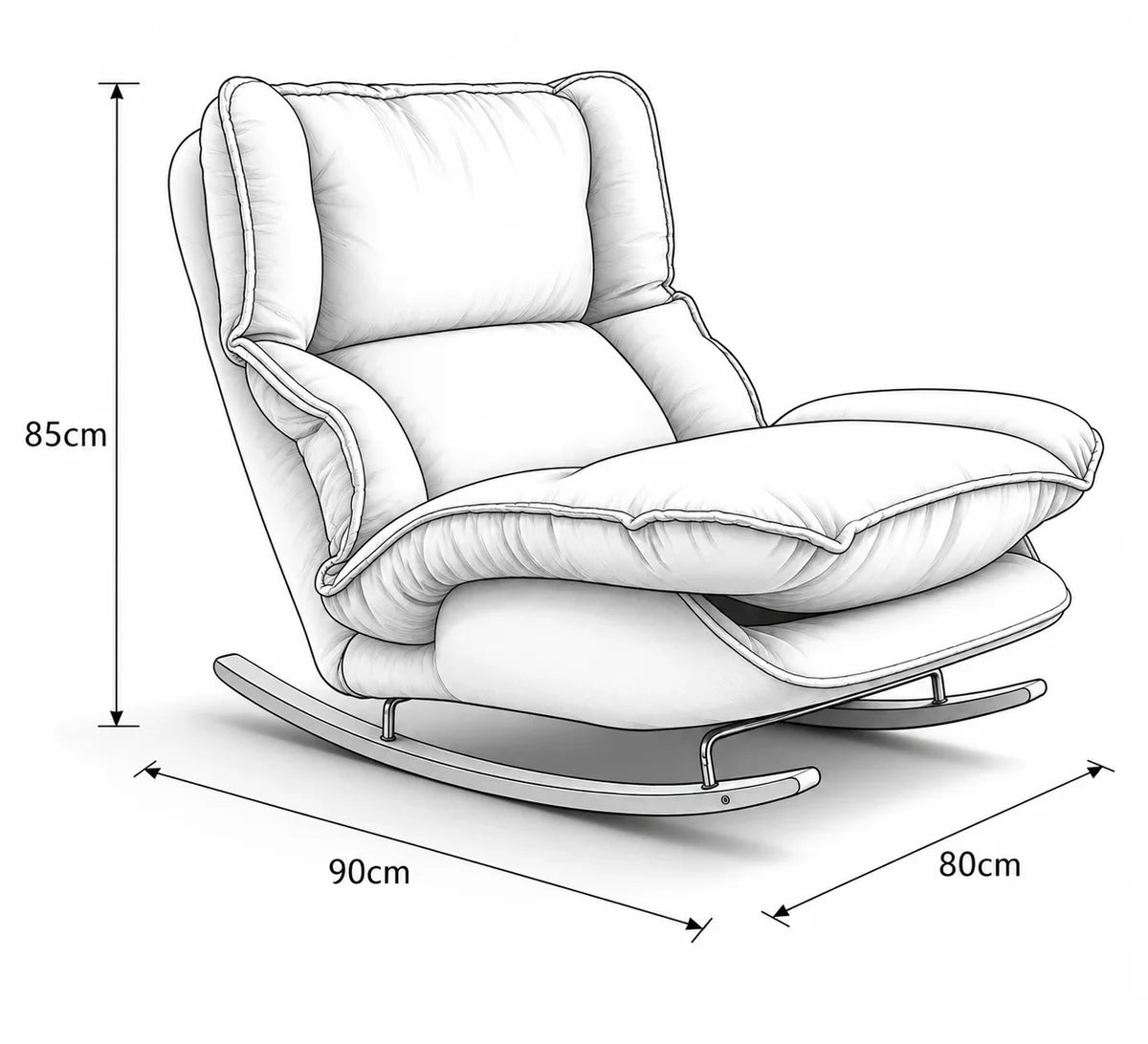 RESTA – Reclining Rocking Chair 5 Positions Chenille Machine-Washable Covers