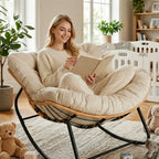 ROTVA – PE Rattan Rocking Chair Indoor Outdoor Washable Quilted Cover