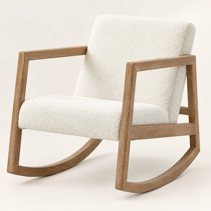 The Alder Scandinavian boucle rocker in Cream, studio photo