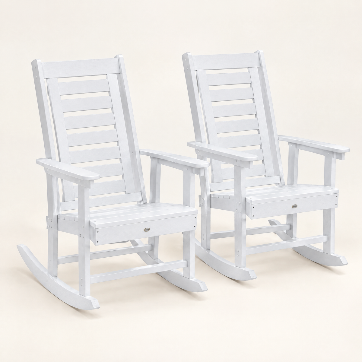 The Beacon set of 2 all-weather porch rockers in White, studio photo