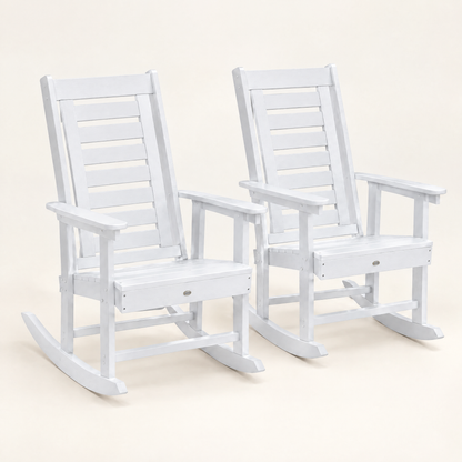 The Beacon set of 2 all-weather porch rockers in White, studio photo