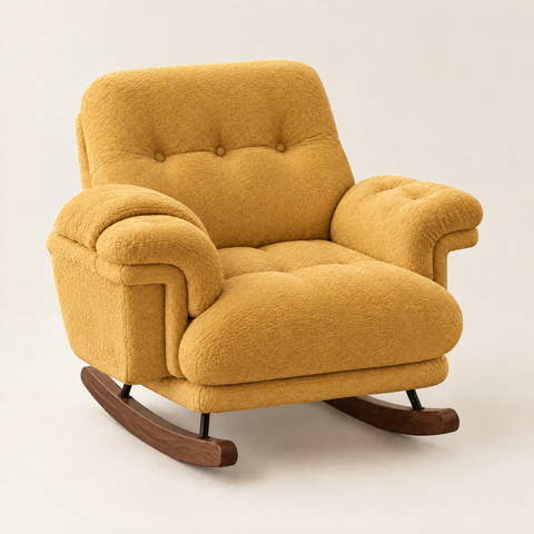 The Billow XXL Chenille Cocoon Recliner Rocker in Mustard