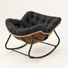 The Cabana indoor-outdoor rattan rocker in Black, studio photo