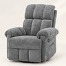 The Carson swivel rocker recliner with side pockets in Grey, studio photo