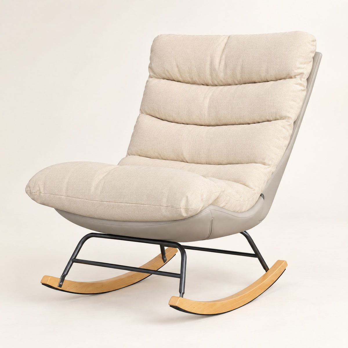 The Cloudberry padded lounge rocker in Beige, studio photo
