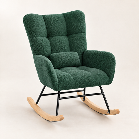 The Cubby Teddy Wingback Rocker in Forest Green