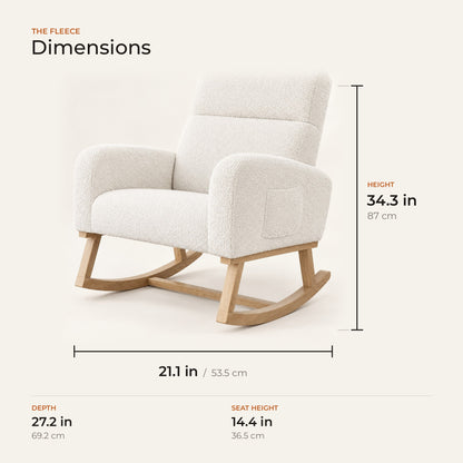 The Fleece dimensions: width, depth and height in inches and centimeters