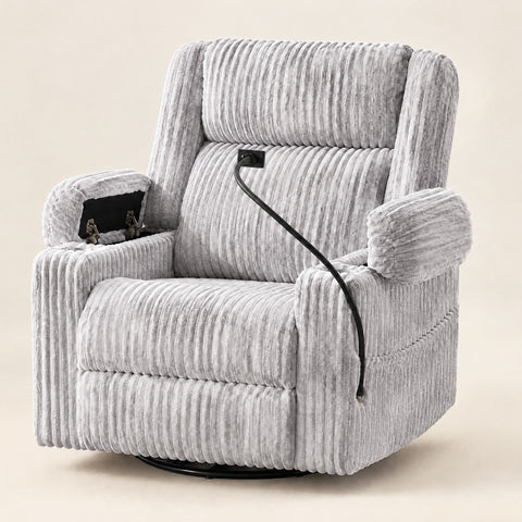 The Grandview Oversized Power Recliner in Light Grey
