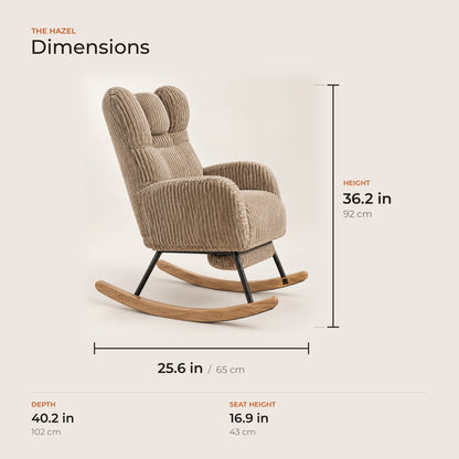 The Hazel dimensions: width, depth and height in inches and centimeters
