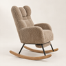 The Hazel corduroy nursing rocker + built-in footrest in Taupe, studio photo