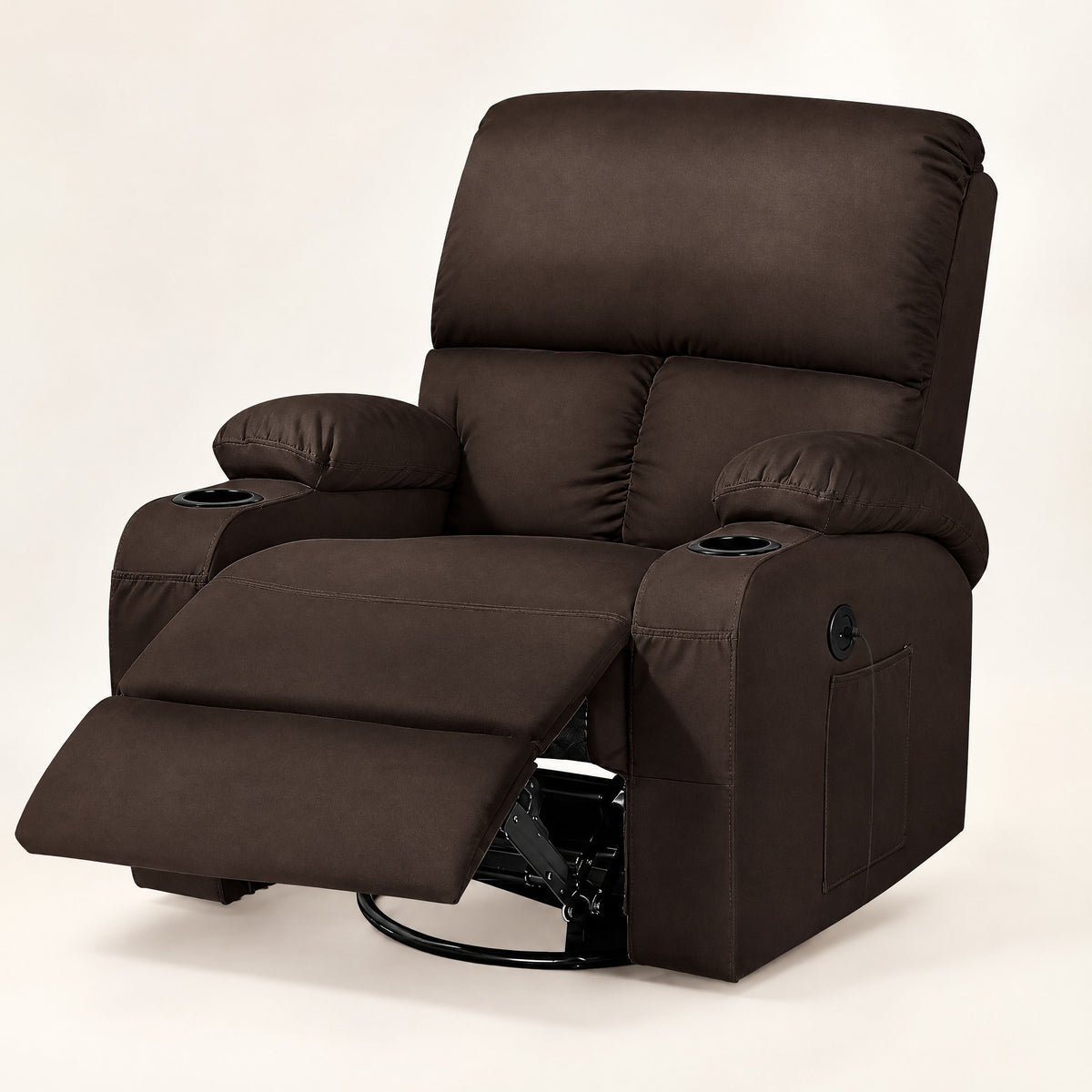 The Hearthside massage rocker recliner with heat in Espresso Brown, studio photo