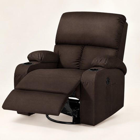 The Hearthside massage rocker recliner with heat in Espresso Brown, studio photo