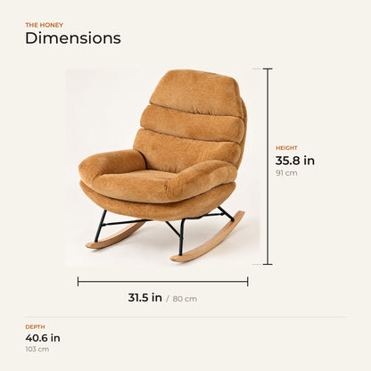 The Honey dimensions: width, depth and height in inches and centimeters