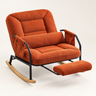 The Hudson corduroy reclining rocker + footrest in Terracotta, studio photo