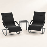 The Lido Set: 2 Rocking Sun Loungers in Black