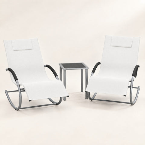 The Lido Set: 2 Rocking Sun Loungers in Ivory