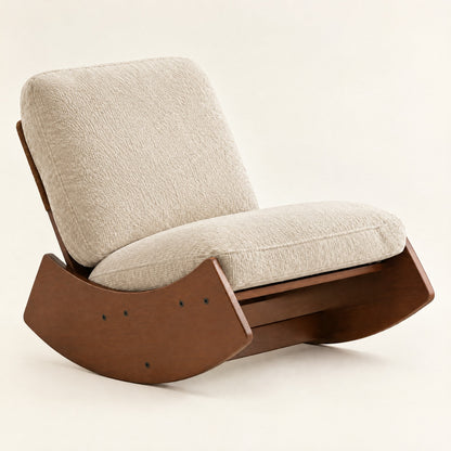 The Marlow mid-century rocker, solid wood base in Ivory, studio photo