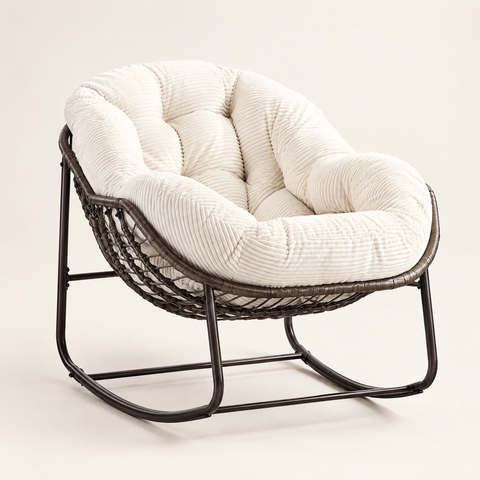 The Moonbeam Papasan Rocker in Ivory